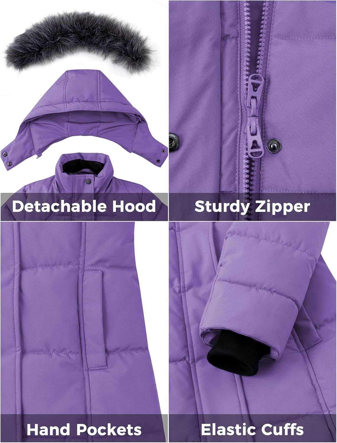 ZSHOW Girls' Winter Coat Warm Long Puffer Jacket with Detachable Hood - Image 7