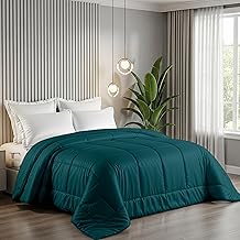 EDMUND® Silkloom Velvet Embrace Comforter | 500 GSM Down Touch Fiber Fill | Dual-Tone Silk Satin Finish | Plush Winter Quilt - 90x100 Inch Double Bed | Bottle Green