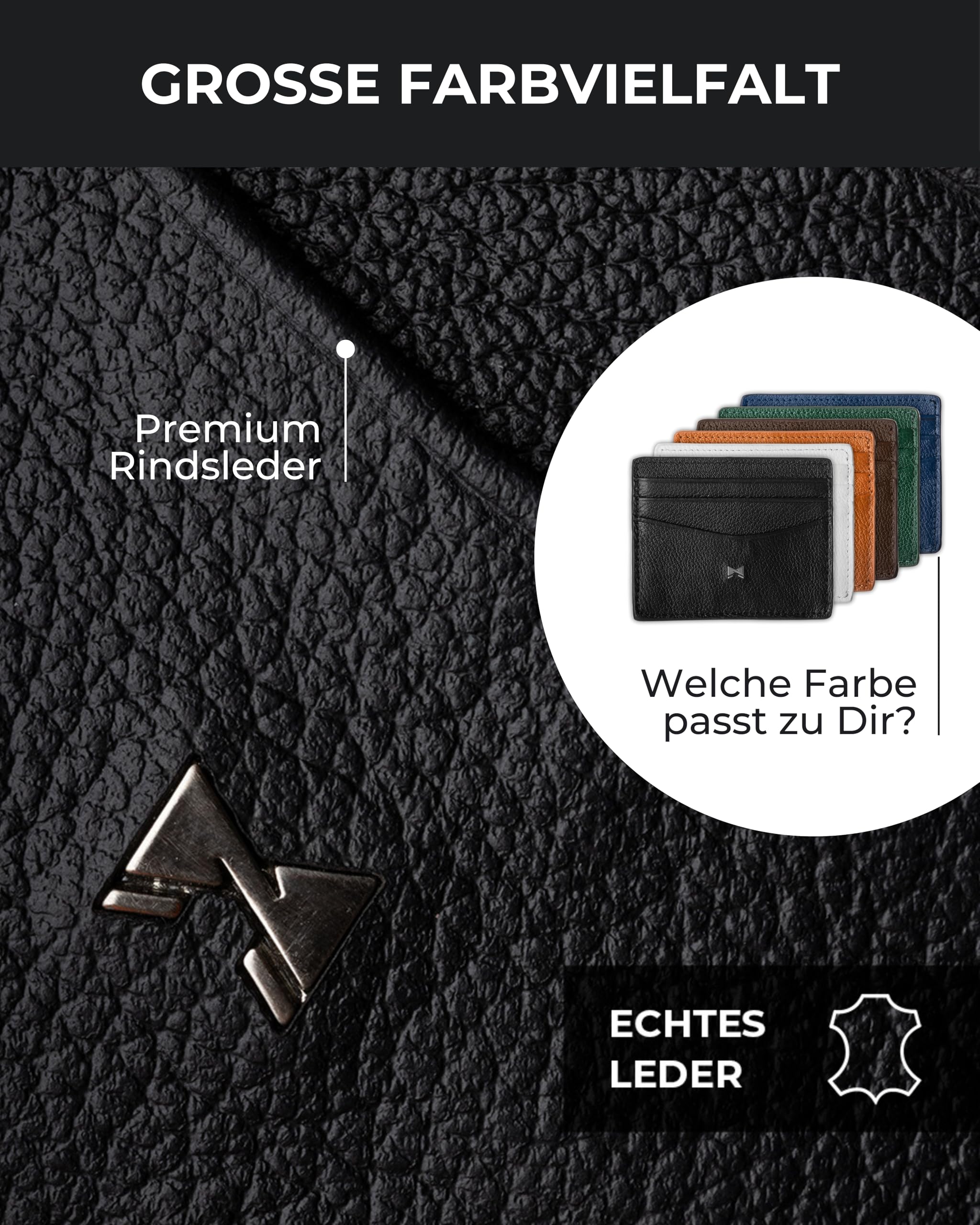 Gentlemen’s Kartenetui – Premium Rindsleder & RFID-Schutz – Platz für Karten, Scheine, Münzen & Tracker im Wallet – Patentiertes Slim Design – Slim Wallet mit Münzfach
