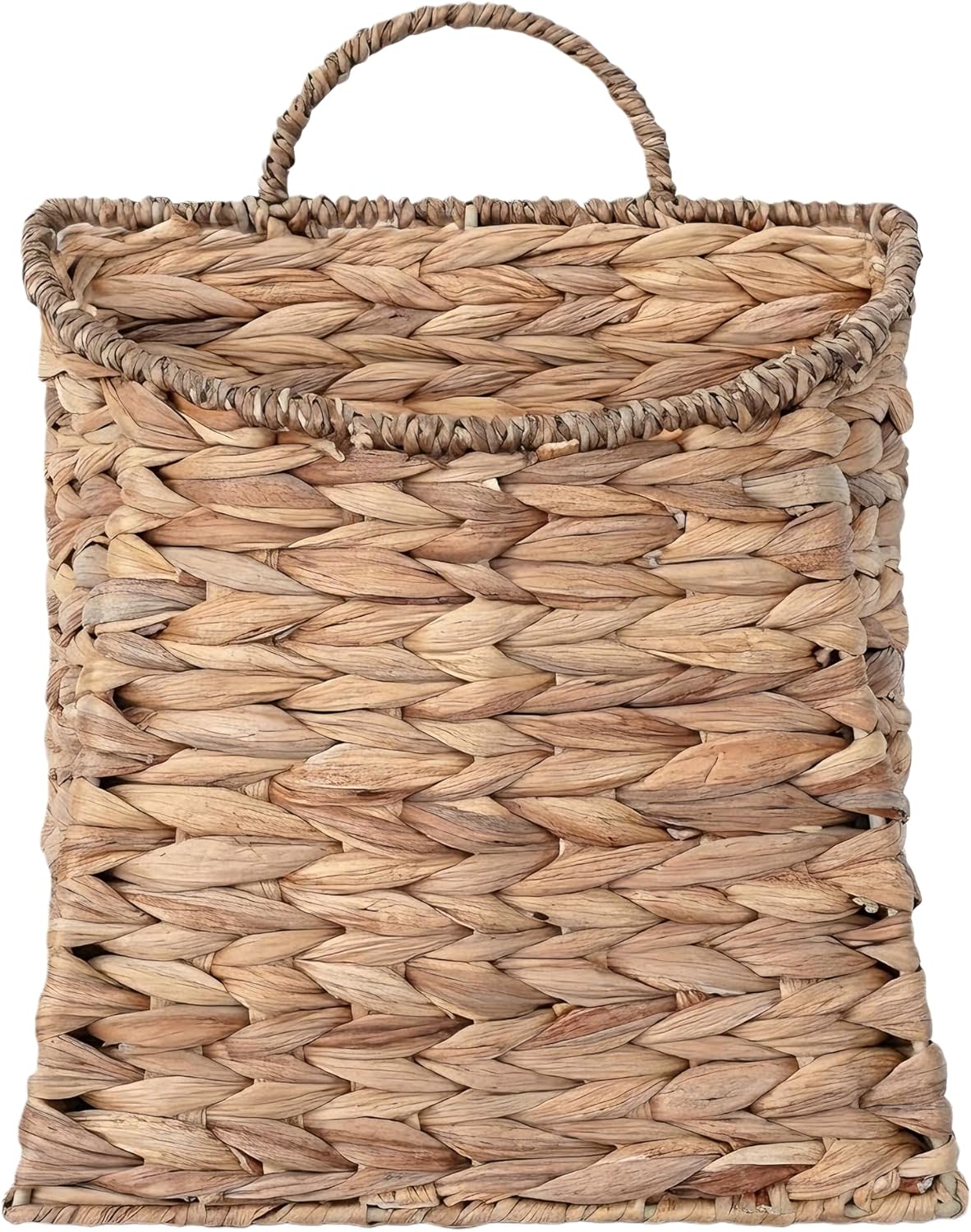 Water Hyacinth Hanging Wall Basket, Handwoven Wicker Wall Hanging Baskets for Home Decor, Entryway & Bathroom – Natural Handmade Door Basket for Stylish Wall Display,8.7 x 4.7 x 11.4 in