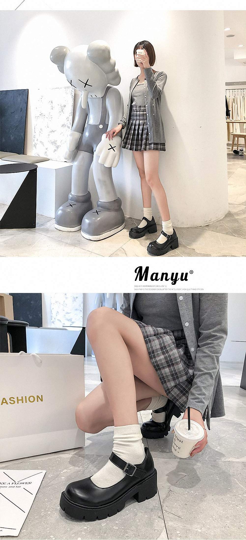 Mary Janes Chaussures à Plateforme pour Femme - Escarpins Gothiques en Cuir Verni