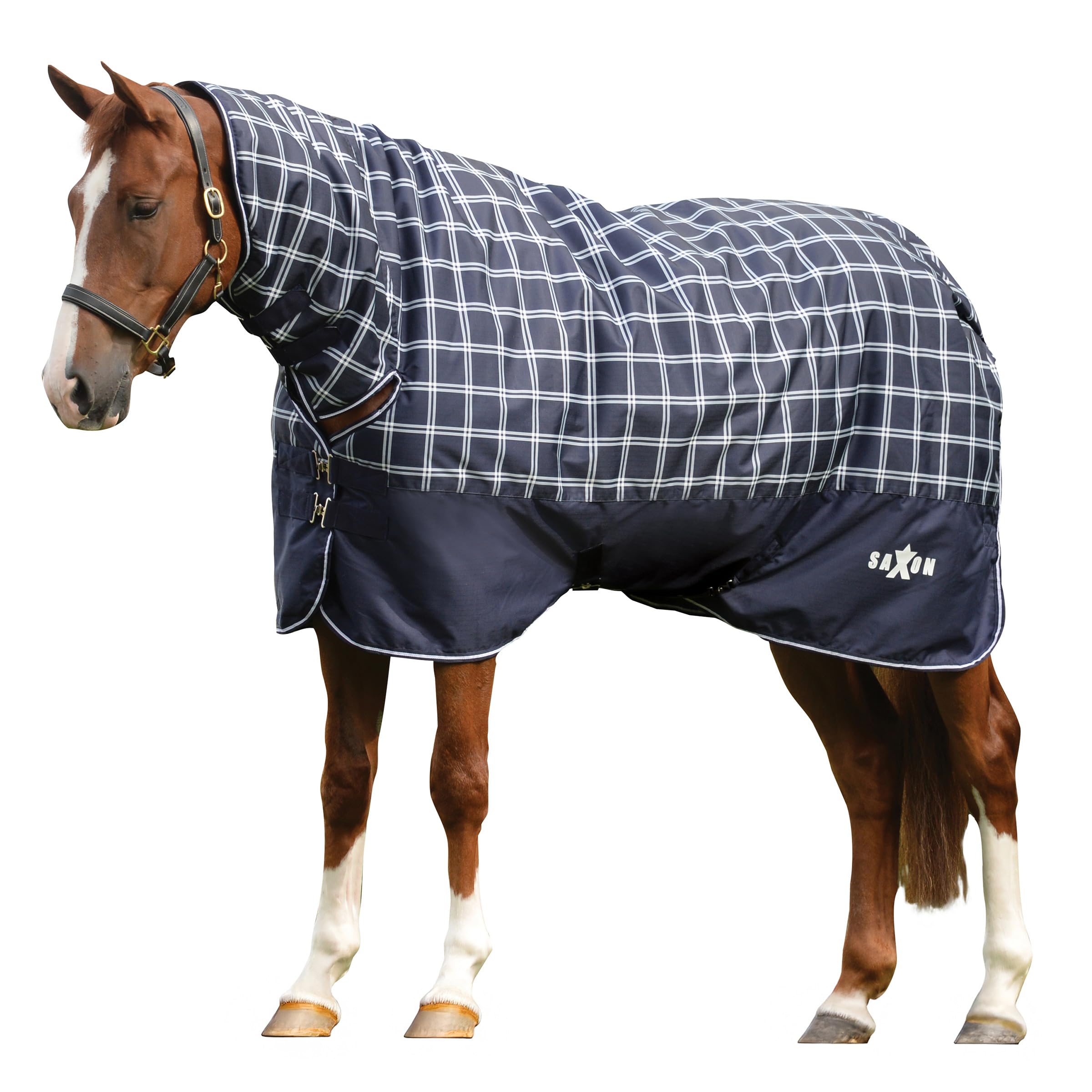 Saxon Defiant 600D Combo Waterproof Medium Turnout Navy/Plaid 6ft