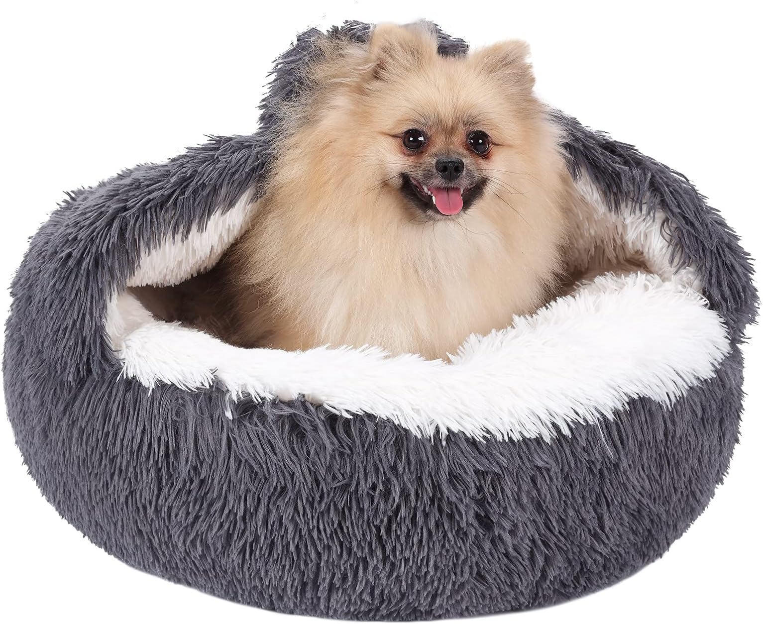 BOUKIDA Cat Cozy Hooded Bed, Cat Cave Cuddler with Blanket, Anti