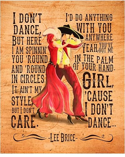 Lee Brice - I Don’t Dance Here Song Lyric Wall Art, This Ready to Frame Music Poster Print is Good For Music Room, Office, Studio, And Man Cave Room