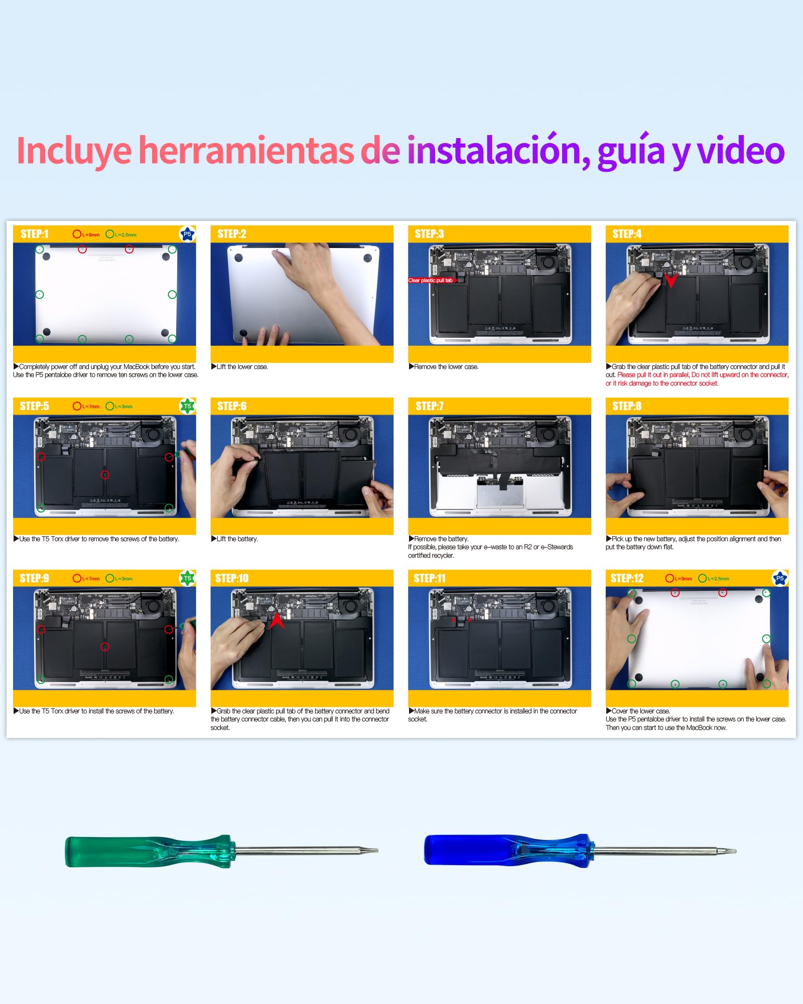 ASMARK Bateria MacBook Air A1466 per 13 Pulgadas A1369(2010,2011) A1466(2017,2015,2014,2013,2012) Batería A1377/A1405/A1496 Battery