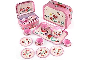 D-FantiX Pink Tea Party Playset for Little Girls
