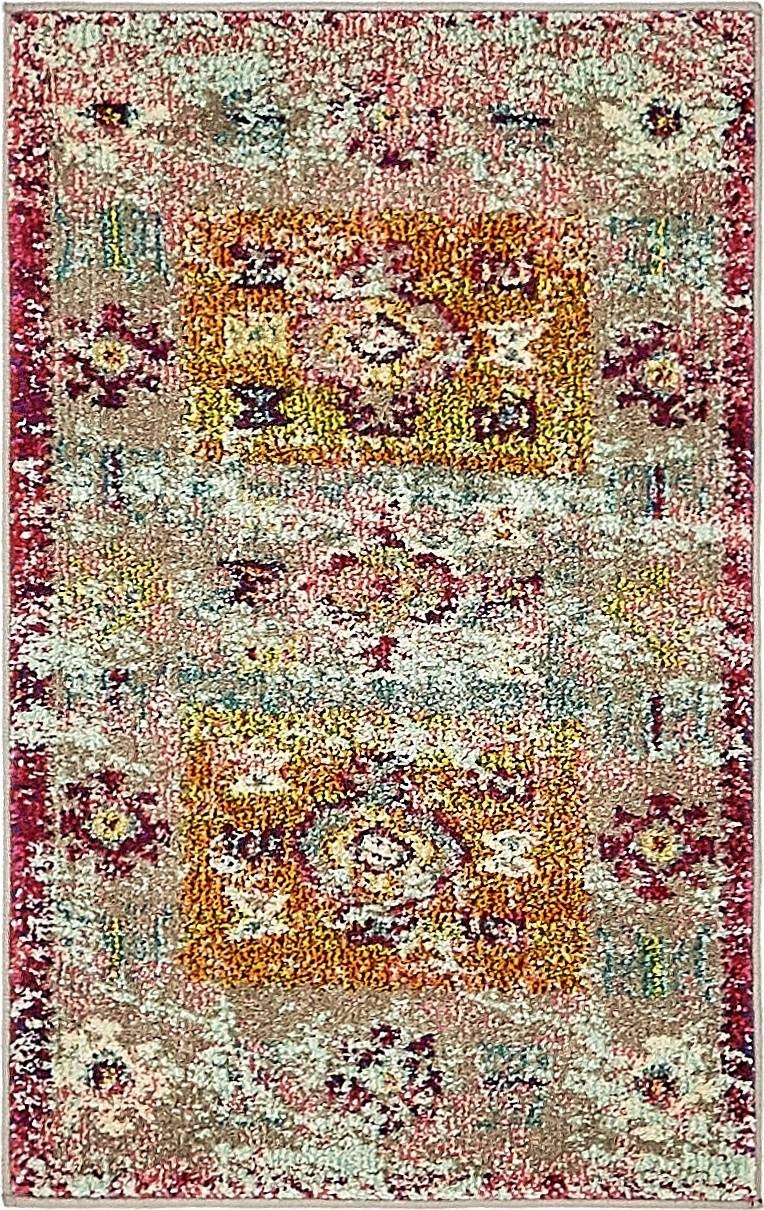 Unique Loom Monterey Collection Vintage Bohemian Inspired with Bright Colorful Tribal Design Area Rug, 2' 0" x 3' 0", Pink/Beige