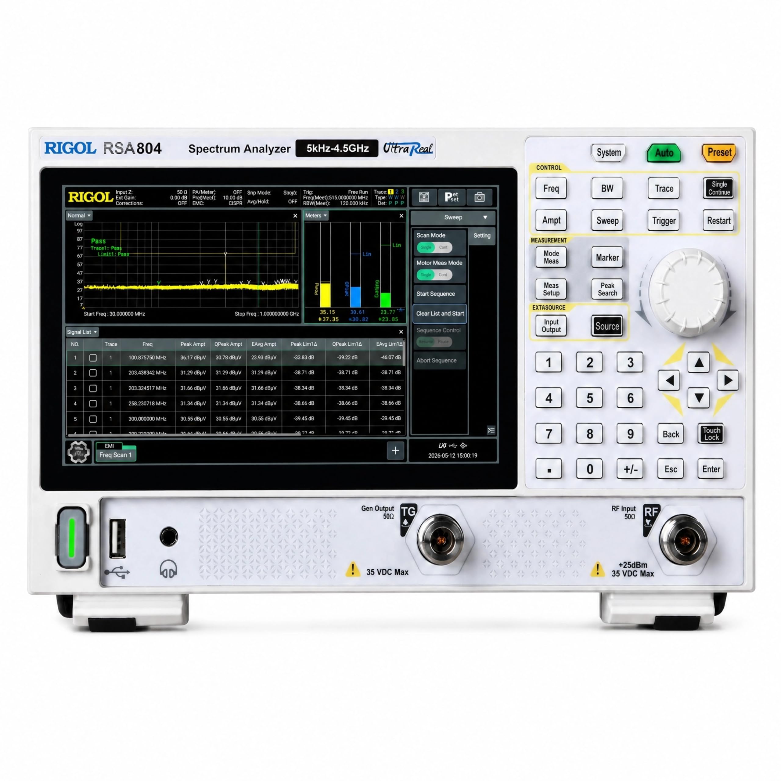 RIGOL RSA804 Echtzeit-Spektrumanalysator, 4,5GHz EMV-Signalanalysator