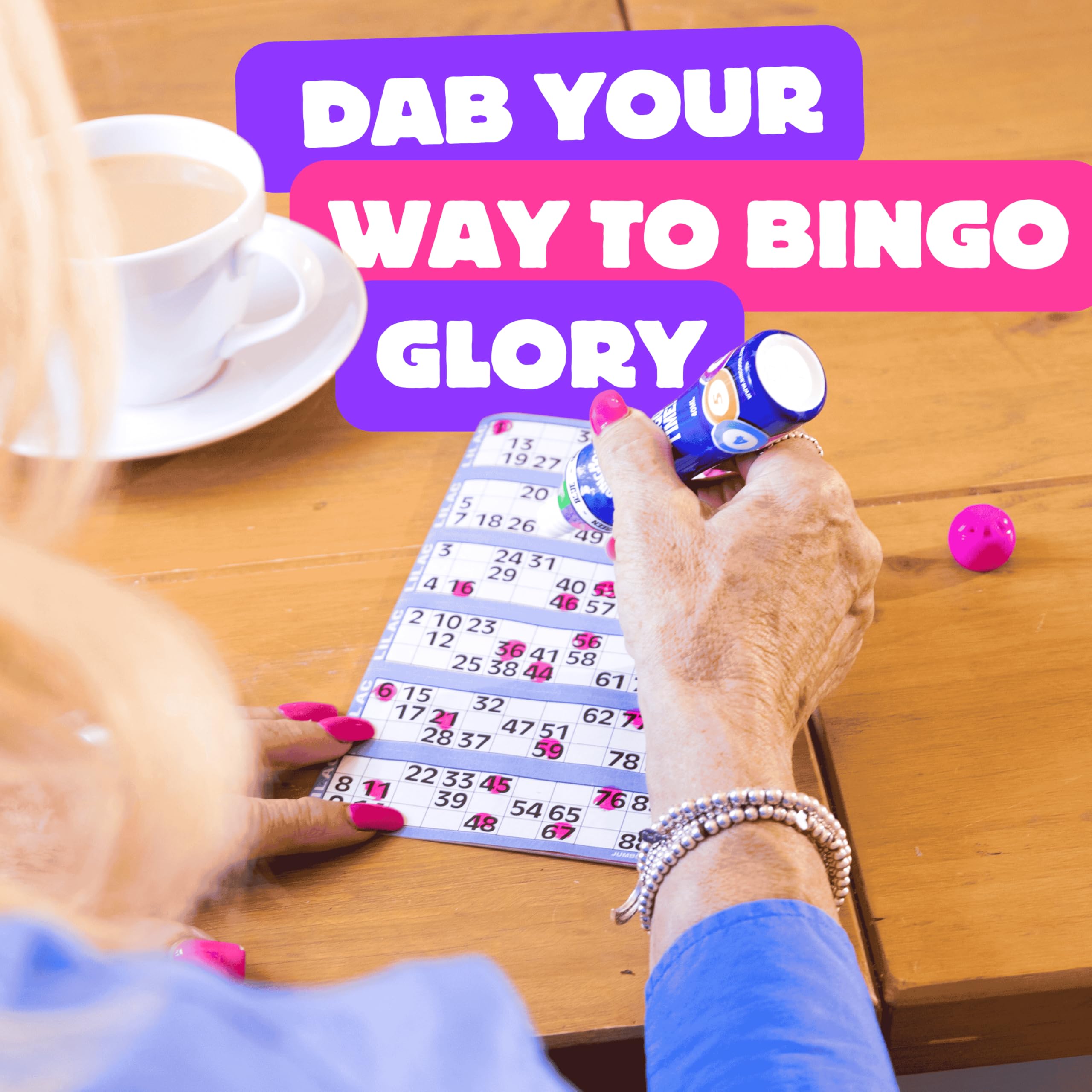 Lot de 6 marqueurs de bingo Jumbo à pointe éponge – Encre vive, bouchon à vis, anti-fuite, marqueurs à pois durables