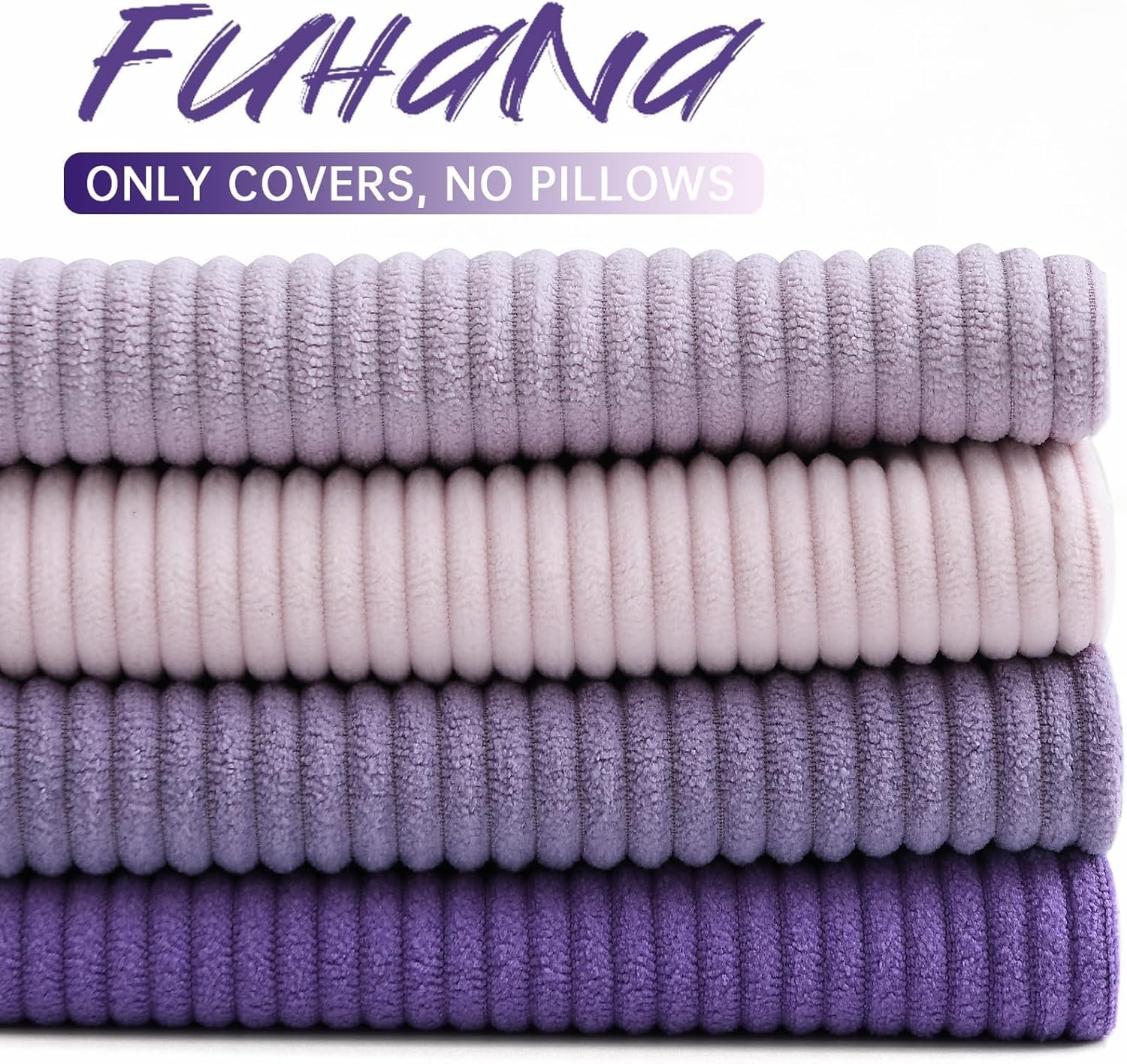 Throw Pillow Covers 18x18 Inch Corduroy Set of 4 Decorative Couch Summer Throw Pillow Cases Square Farmhouse Boho Velvet Cushion Covers for Sofa Bed Living Room Home Decor Purple
