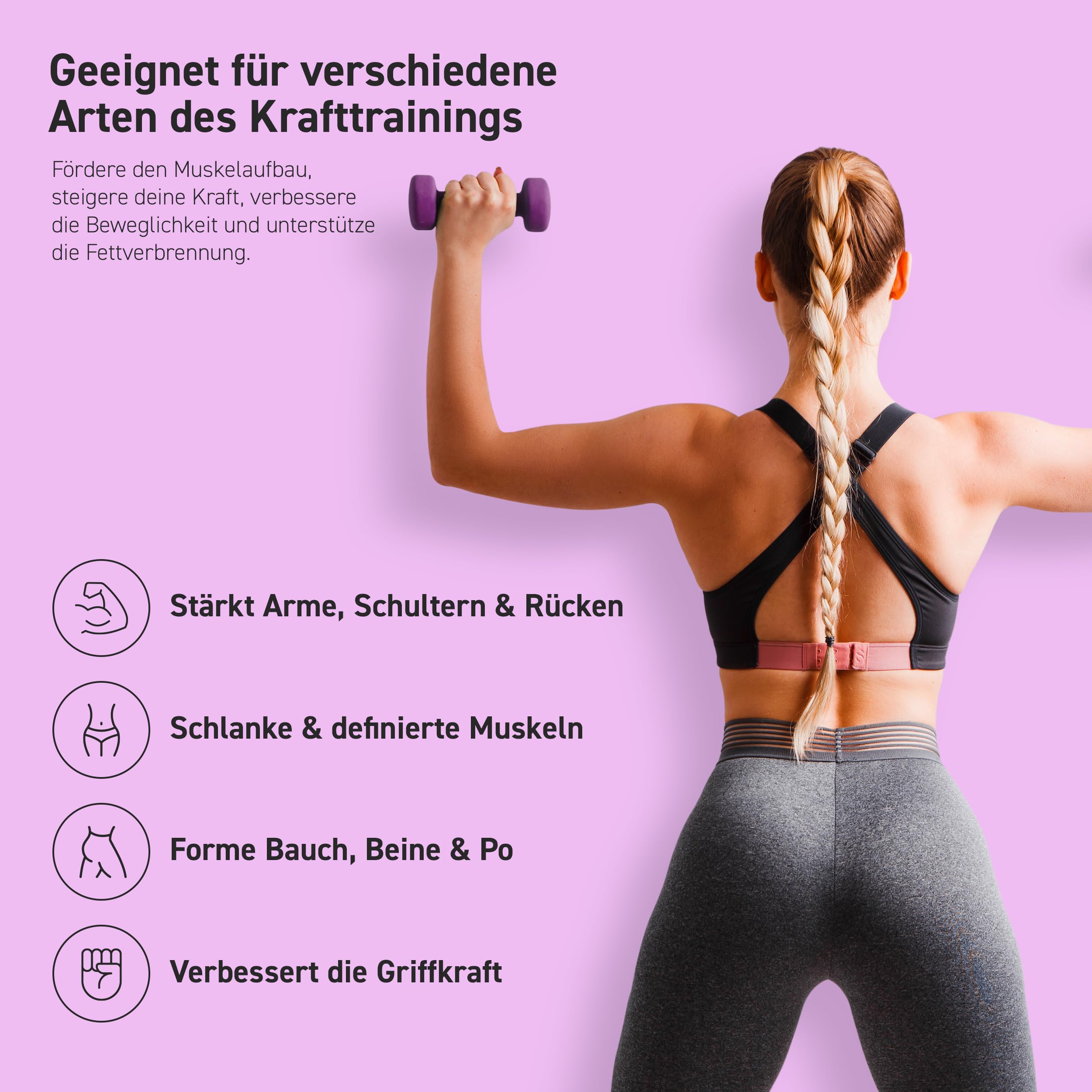 MSPORTS Hantle krótkie, zestaw 2 sztuk, neopren 0,5 – 5 kg, w zestawie plakat z ćwiczeniami, zestaw hantli