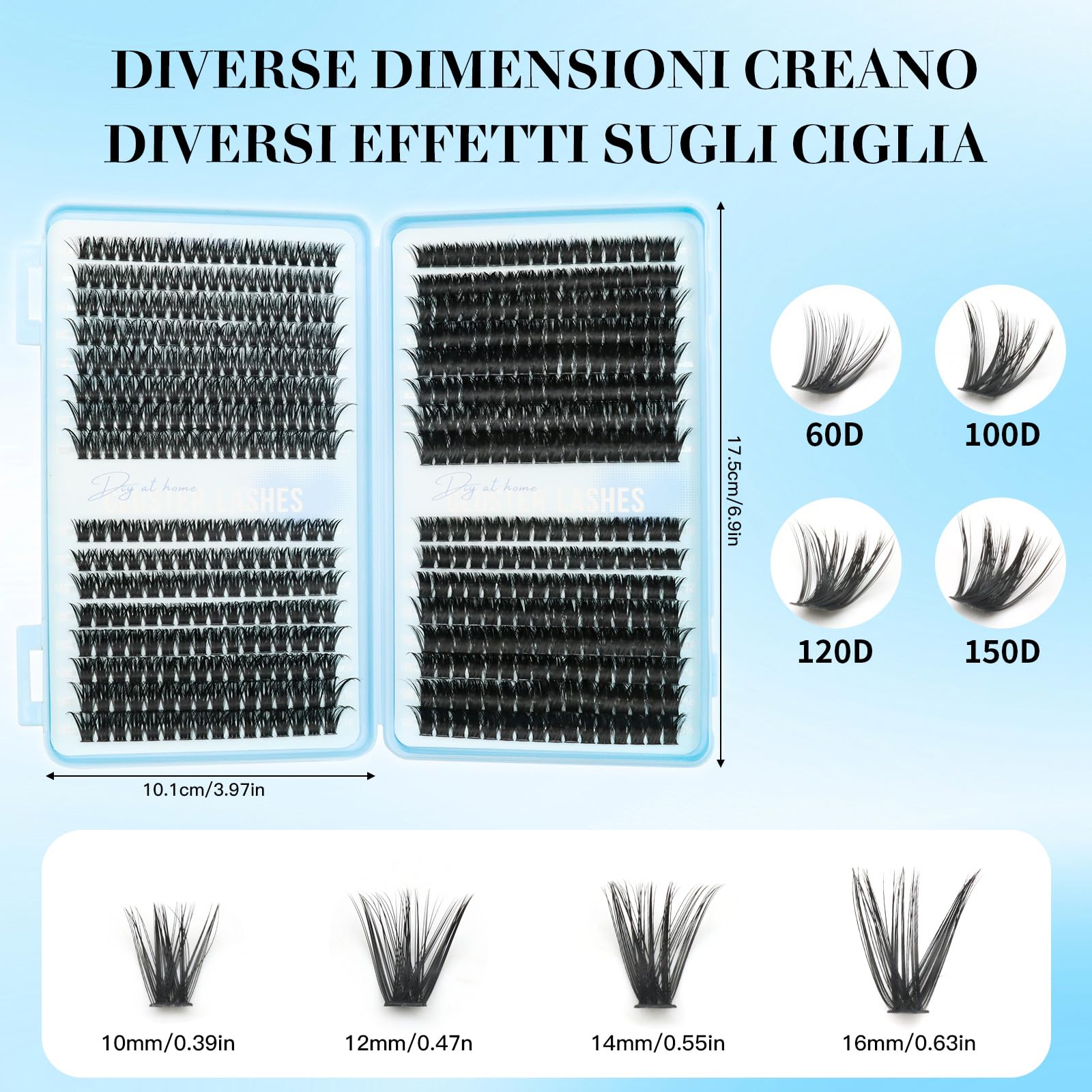 VEGCOO 560 Pezzi Ciglia Finte Extension Ciglia, 60-100-120-150D Curl Ciglia Finte Ciuffetti, 10-16mm Kit di Extension per Ciglia, DIY Eyelash Extension per Ragazze e Donne Principianti