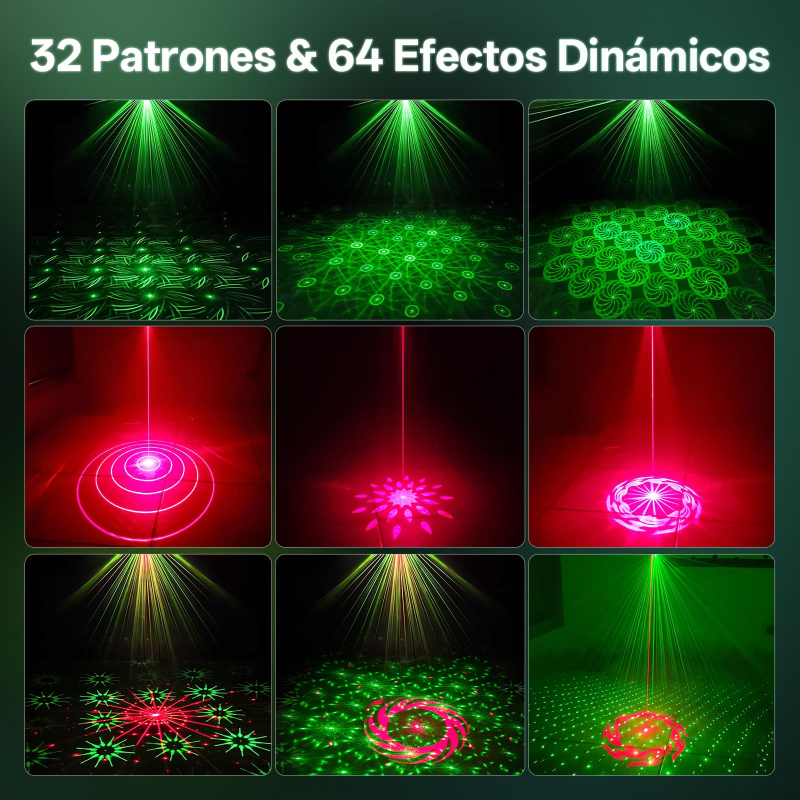 2PCS Mini Luces Discoteca Bateria, R/G Luces de Fiesta con 64 Efectos Dinámicos de Discoteca y Sonido Activado, Carga Type-C, Luz Lámpara para Fiesta Club Cumpleaños DJ Navidad Bar