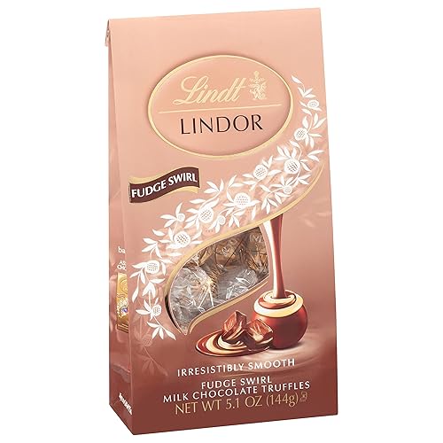 Lindt Lindor - Trufas de chocolate con leche con remolino, caramelo de chocolate con leche con centro de trufa suave y derretida, ideal para