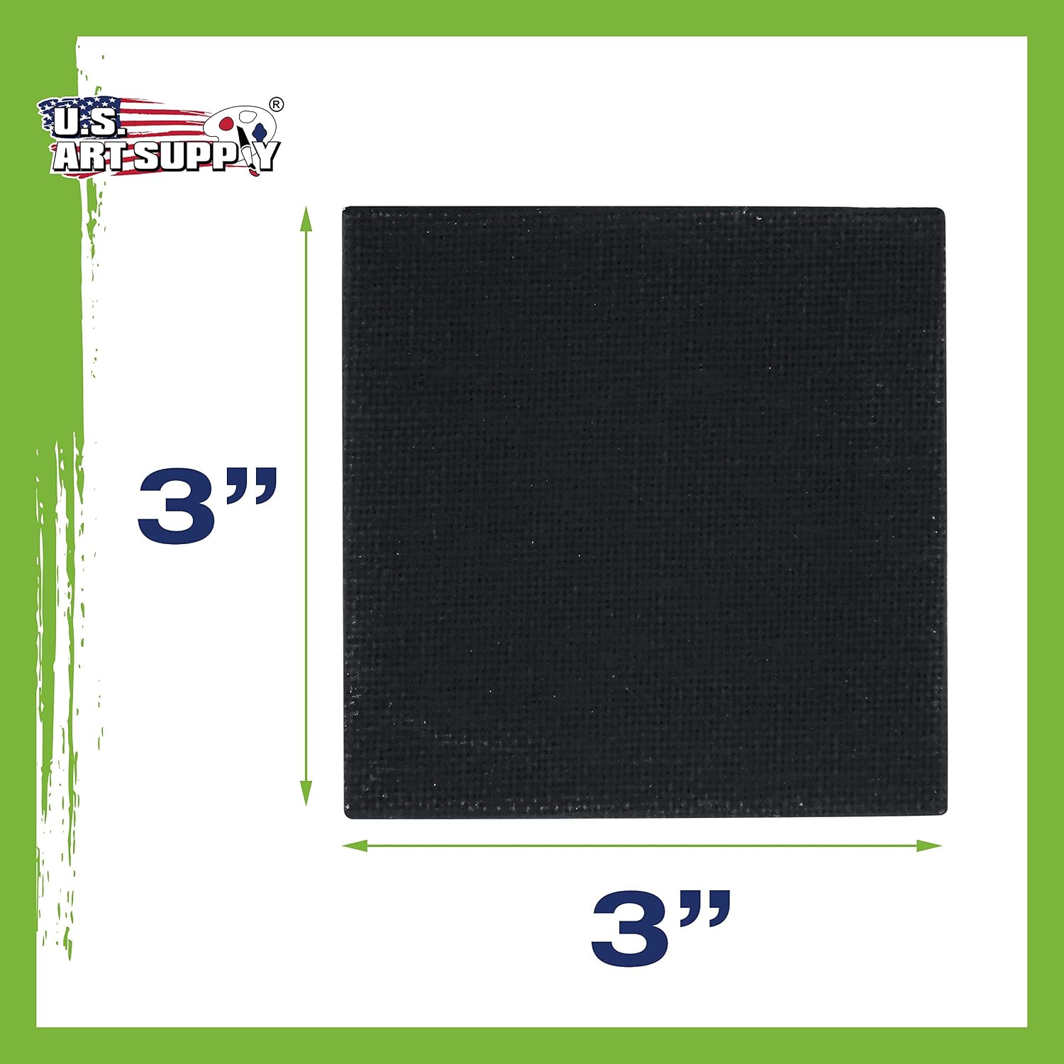 US Art Supply 3" x 3" Black Mini Professional Primed Stretched Canvas (1-Pack of 12-Black Mini Canvases)