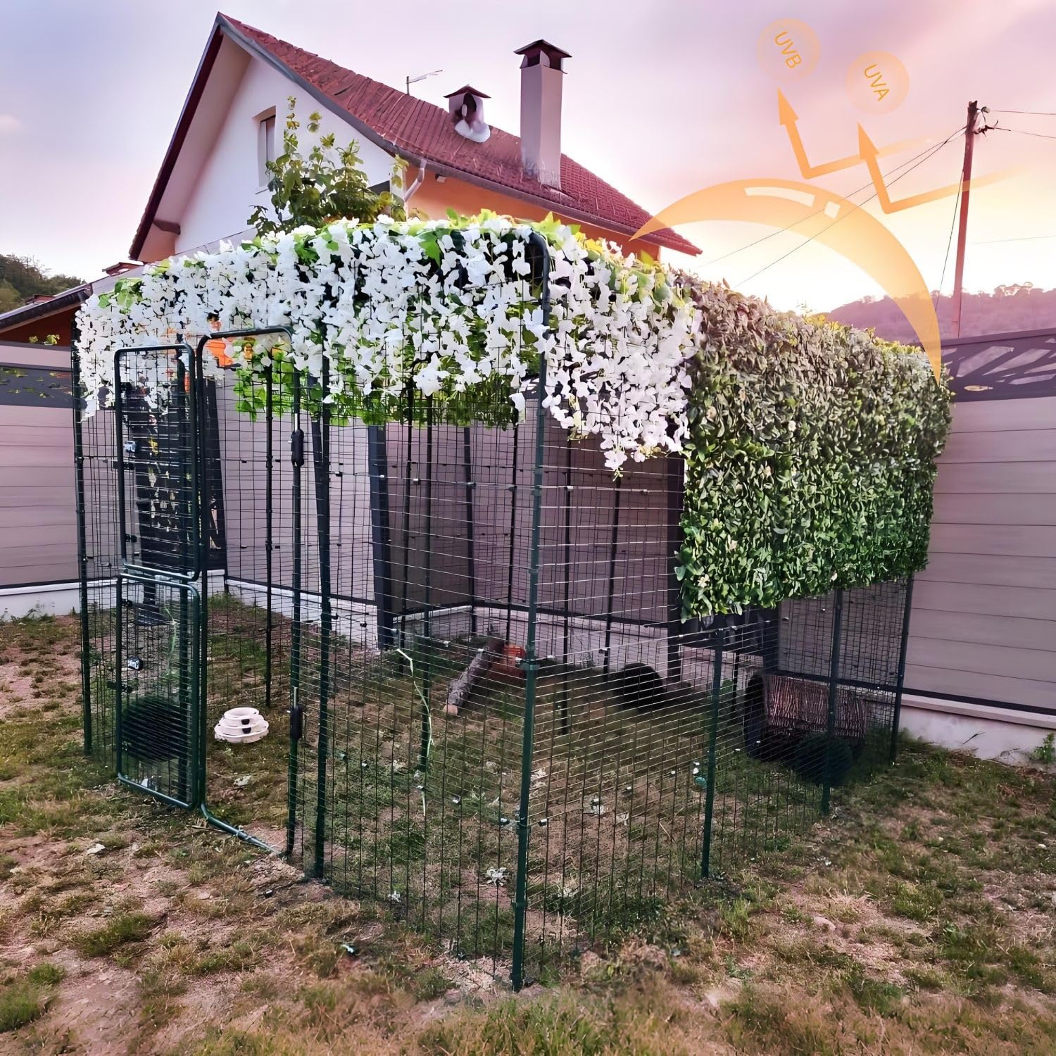 Sztuczne panele żywopłotowe na zewnątrz, 100 szt. zieleni, dekoracja ścienna, trwały plastik, 50/100/200/300 cm, rozmiary na balkon i ogrodzenie, bujna trawa zielona (100 x 300 cm)