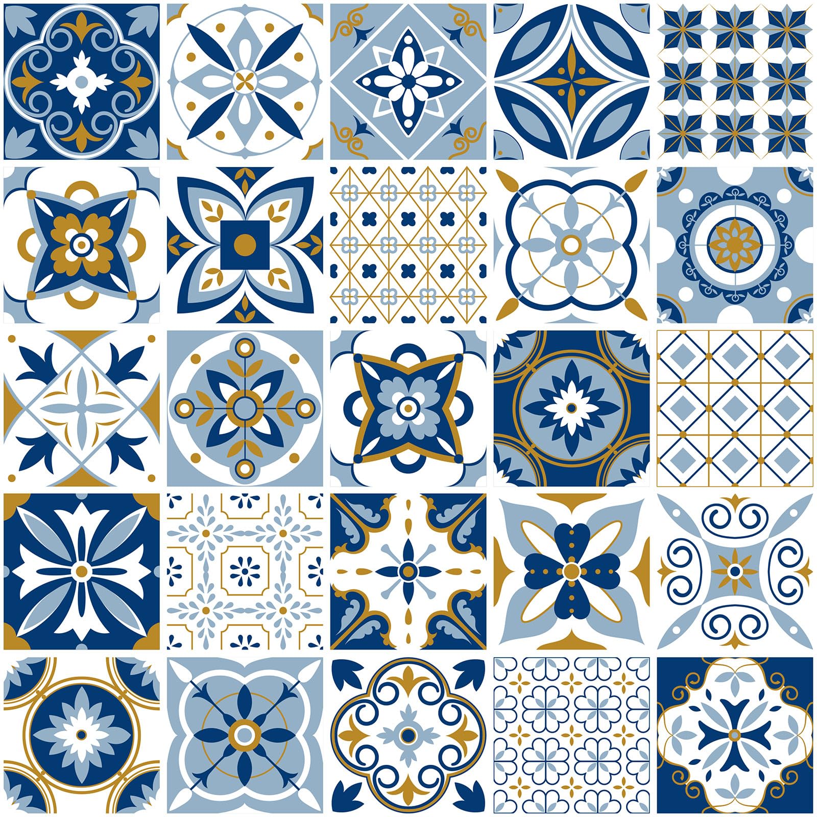 Lumalea Adesivo per cucina, effetto piastrelle di cemento, 3617681703617, adesivo + protezione lucida, 90 x 90 cm