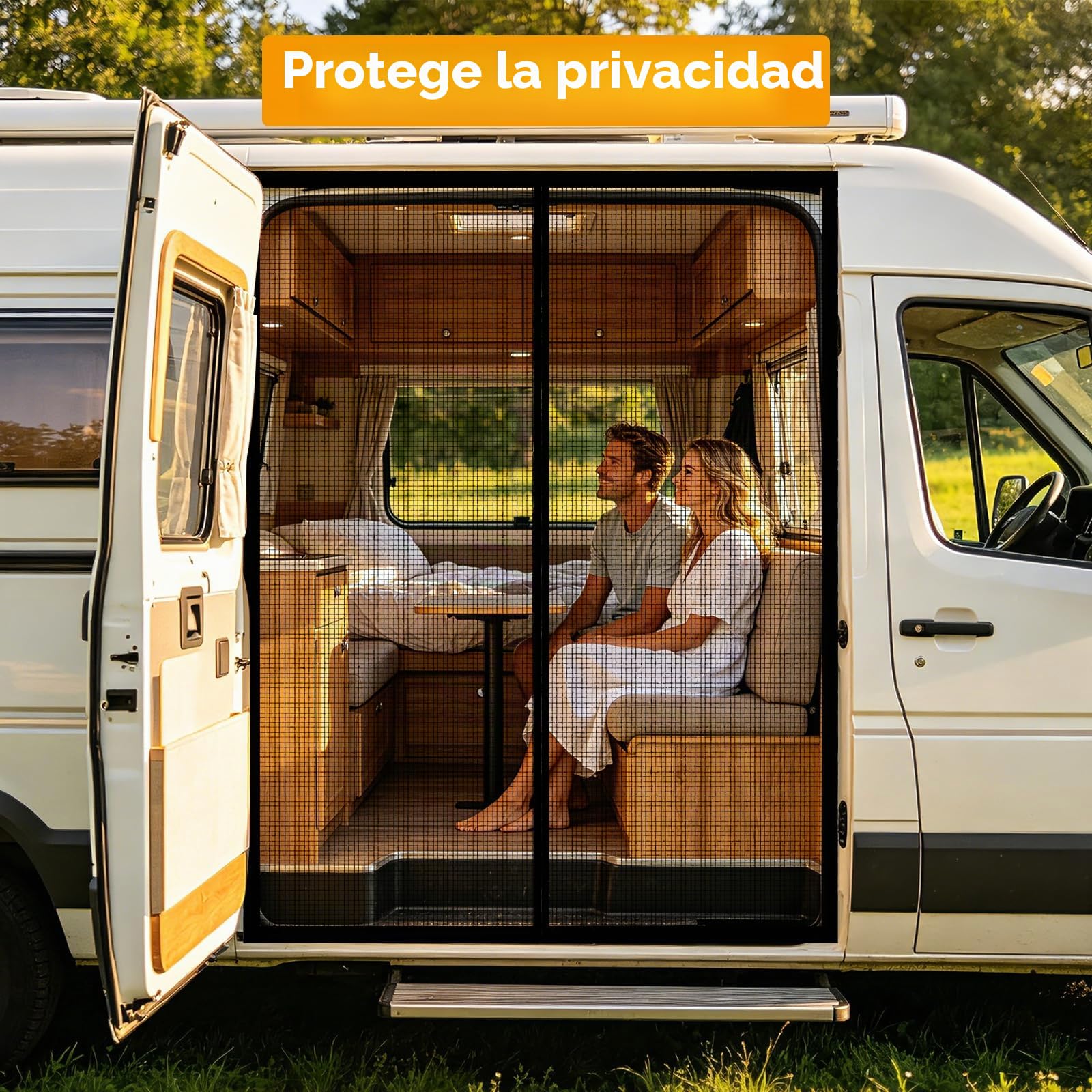 Mosquitera Magnética para Puerta Corredera VW T5 T6, Mosquitera Lateral Cortinas Anti, Red Anti Mosquitos Furgoneta, Red de Sombra Camping y Viajar, Protección contra Insectos Solar