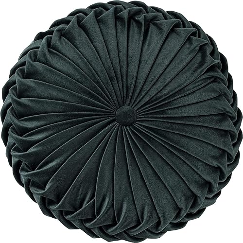 Miniatura 11 de Cojín redondo blanco de terciopelo decorativo para el hogar, plisado, redondo, relleno de calabaza, cojín para silla, cojín de suelo para sofá