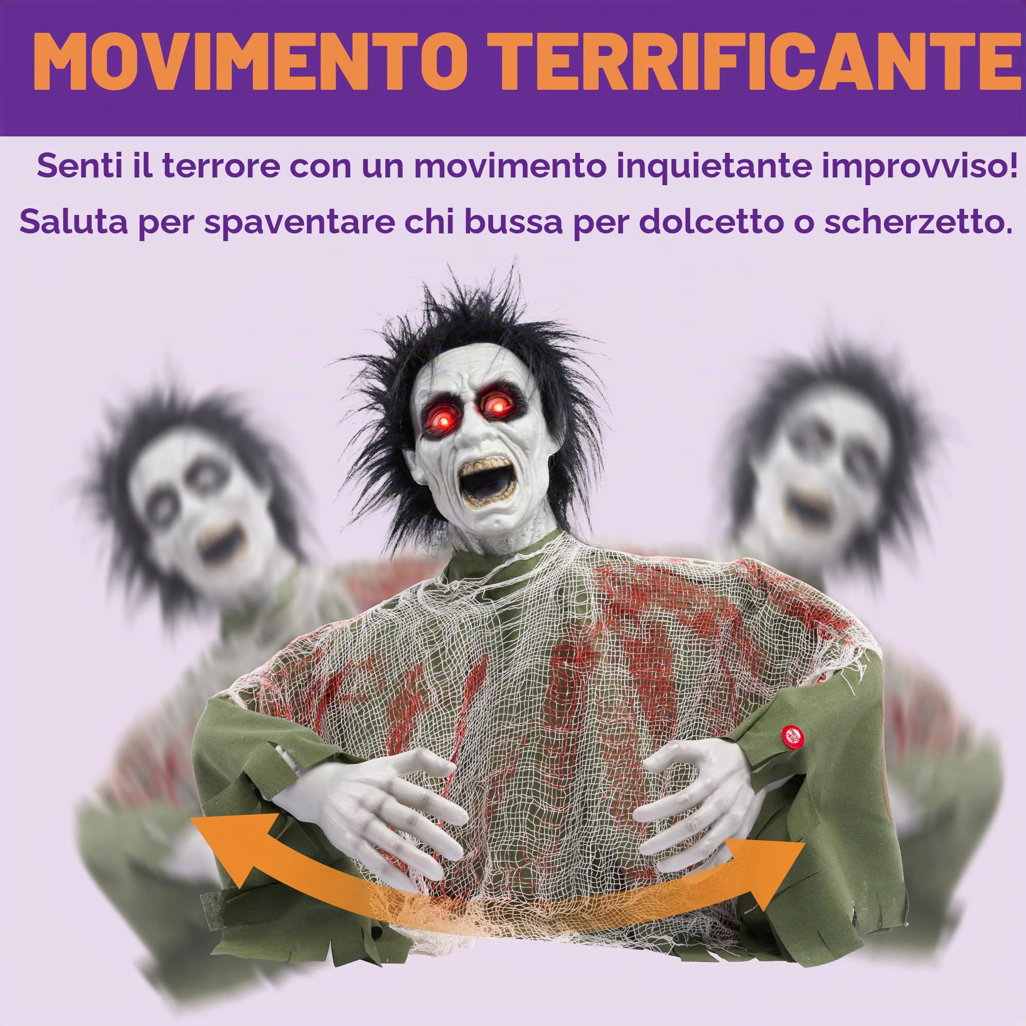 JOYIN Decorazione di Halloween Zombie Groundbreaker Animato Puntelli di Halloween Zombie Groundbreaker Mobile con Suono Spaventoso e Occhi LED Luminosi, Induzione del Suono