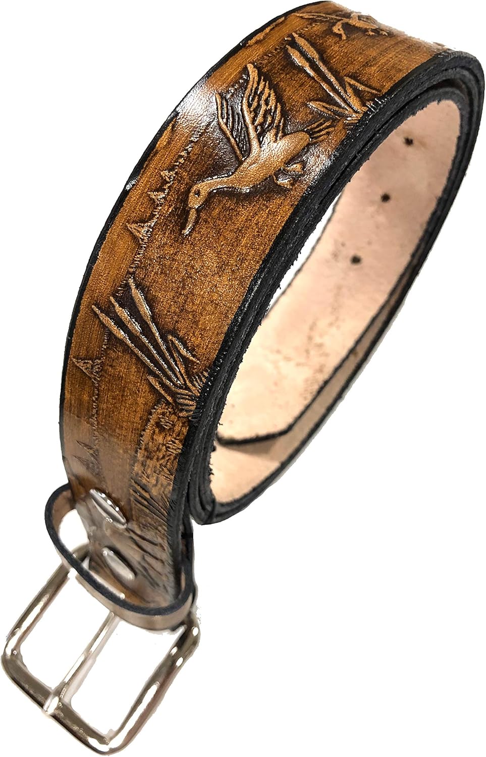 Duck Raccoon Design Handmade Mens Leather Belt Western Work Casual 1.5"