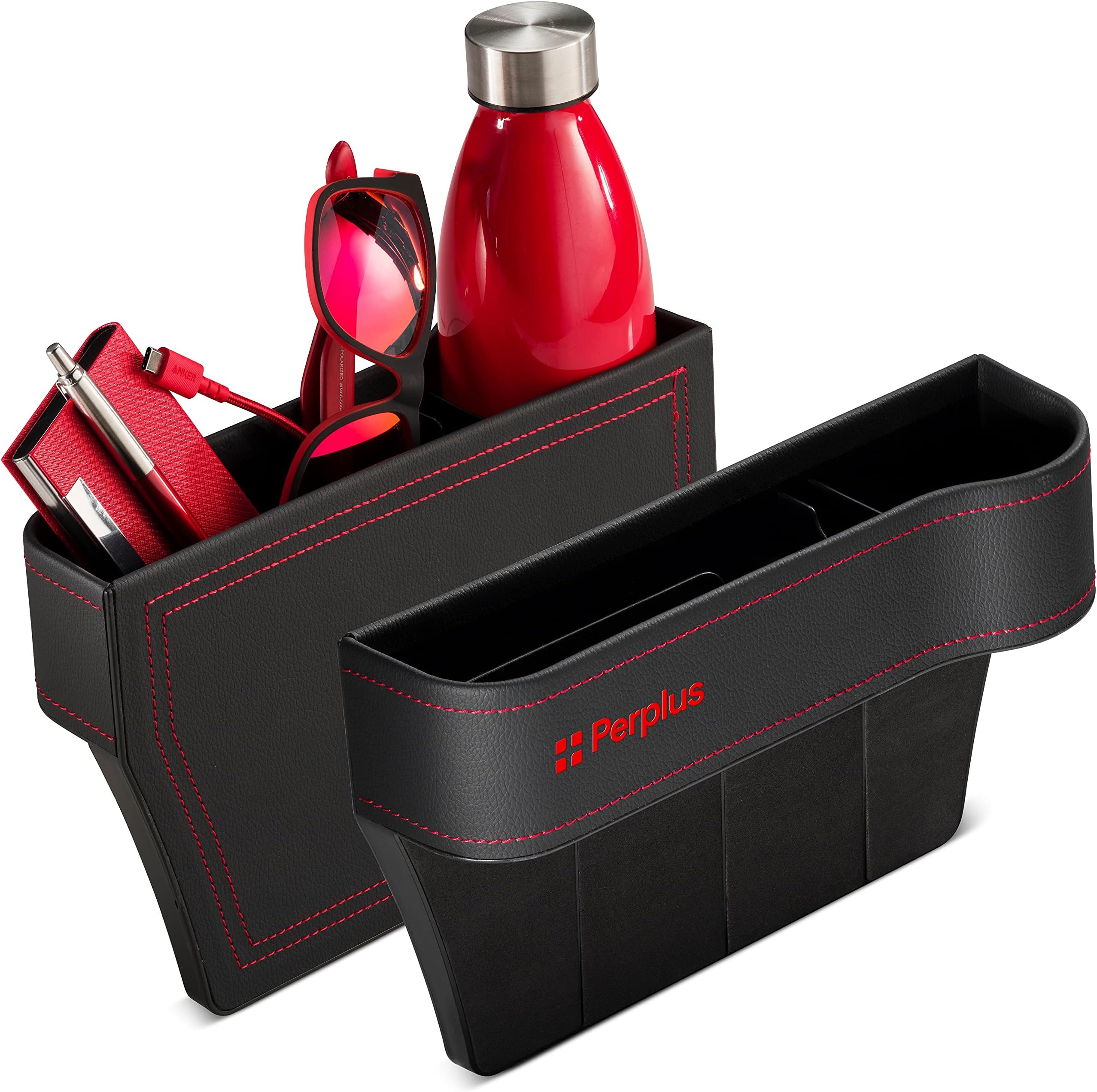 Car Seat Gap Filler Organizer, 2 Pack between front seat car organizer and storage, auto console with cup holder, car accessories for women and men drivers, car interior essentials.