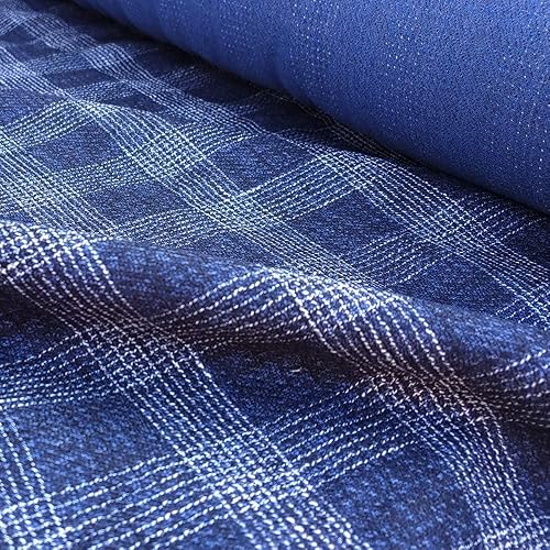 Miniatura 4 de Tela de lino amarillo a cuadros de tweed de doble cara, tela de alta calidad, material duradero para costura, manualidades y decoración del hogar