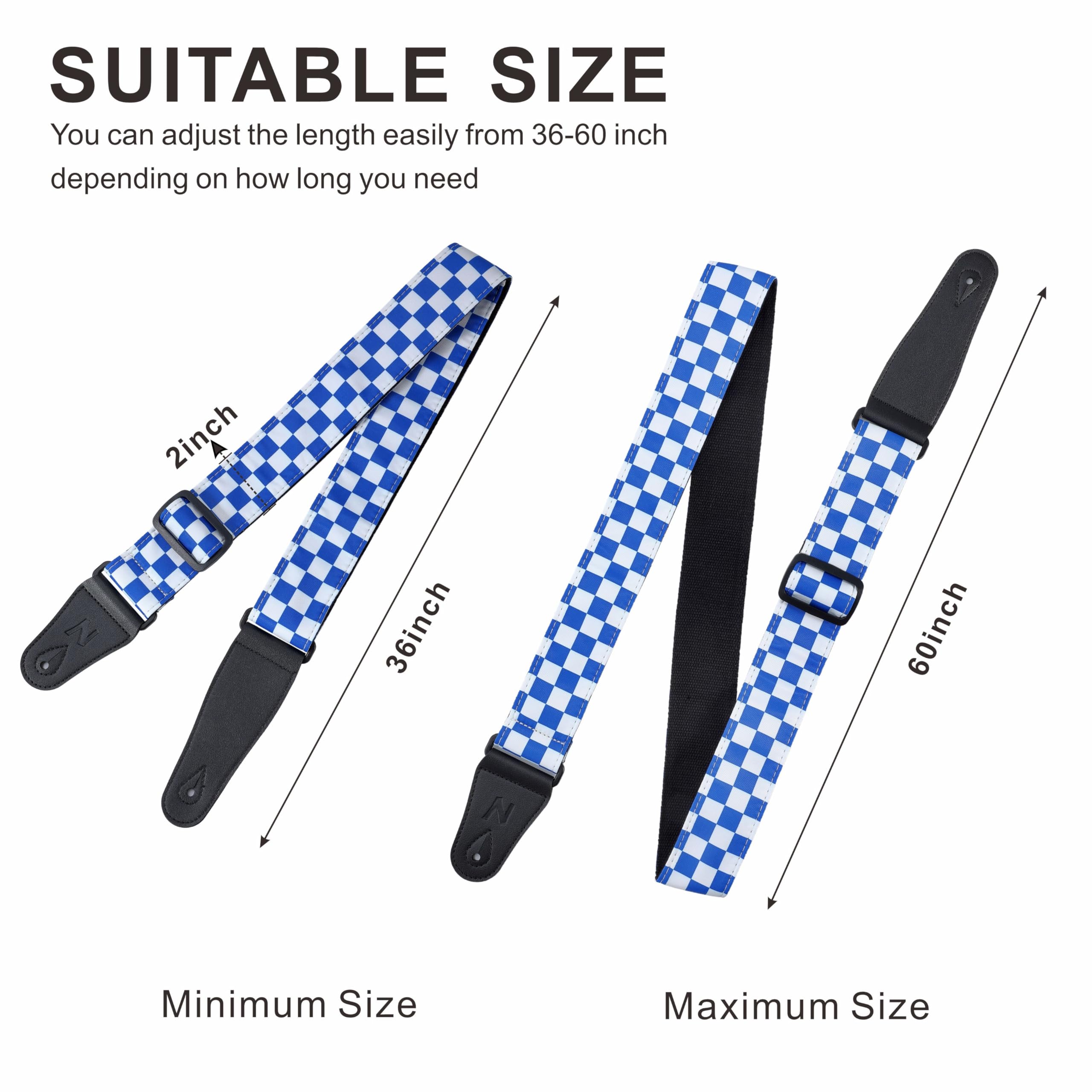 Nefelibata Guitar Strap-2" Wide Double Layer Cotton Original Design Adjustable Guitar Straps with Long Leather Ends for Bass Electric & Acoustic - Image 4