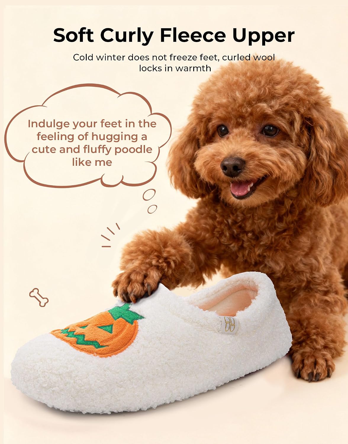 HomeTop Women's Fuzzy Curly Fur Fleece Lining Memory Foam Loafer Slippers image 5