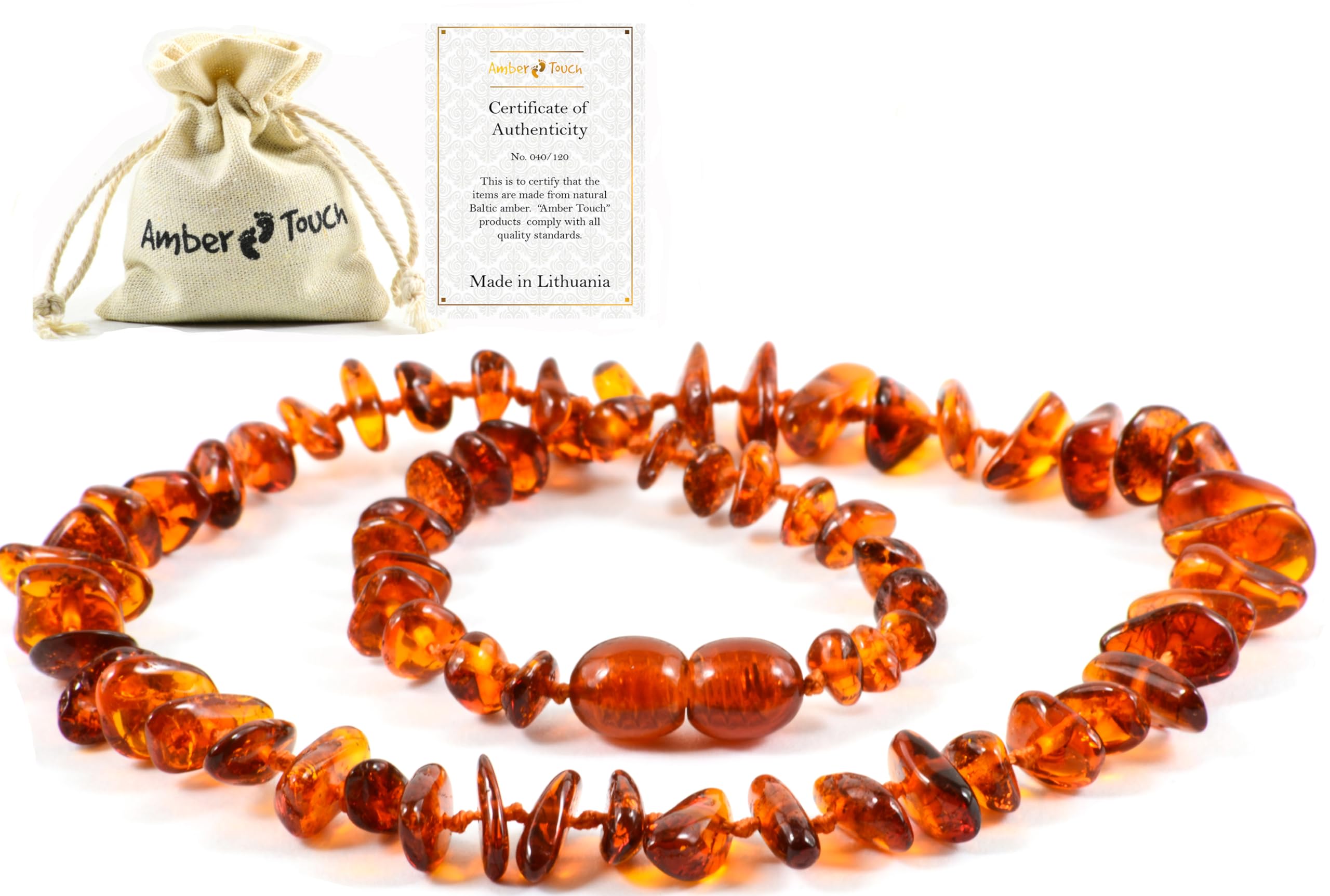 RAW Baltic Necklace - Natural from Baltic Region, Genuine (13in.) (H)