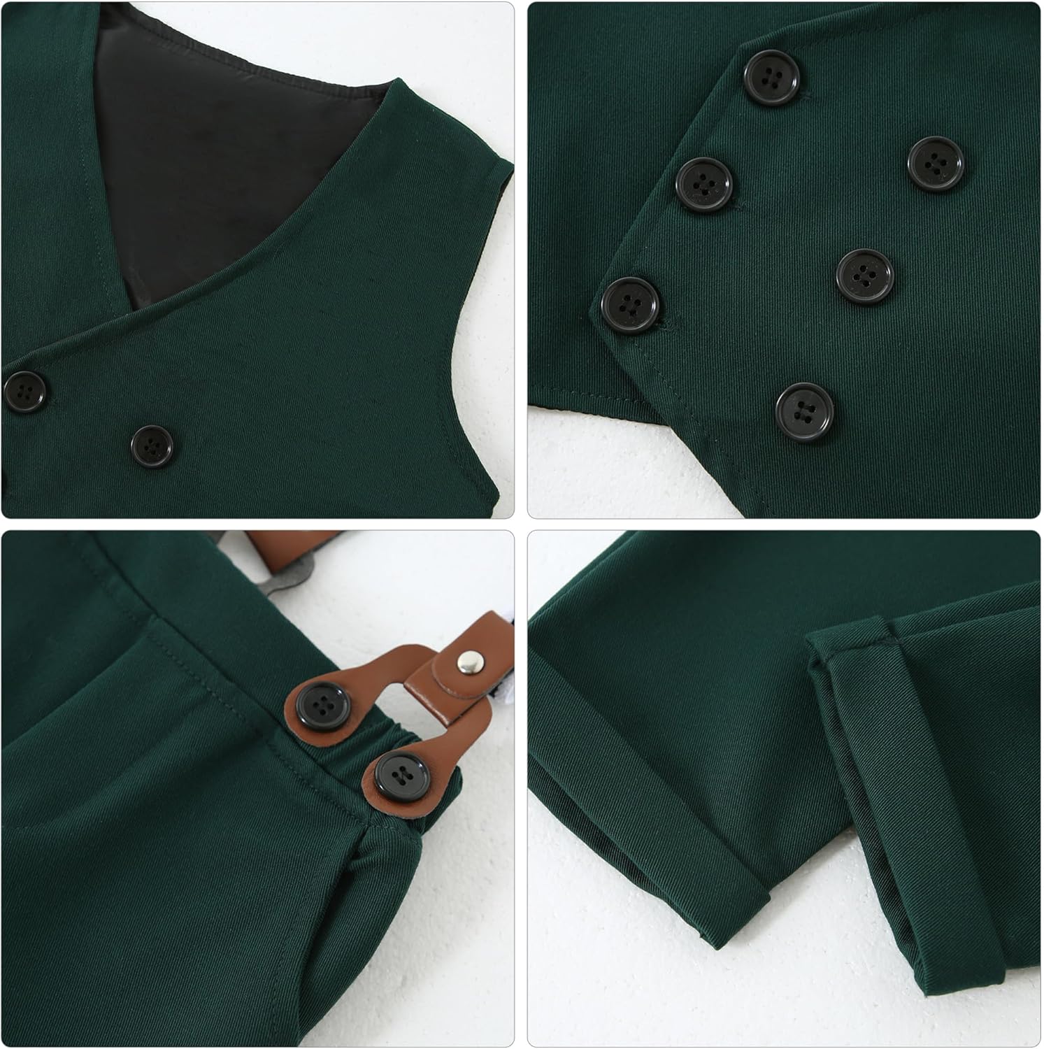 YALLET Boy Clothes Suits, Formal Dress Shirt with Bowtie+Vest+Suspender Pants Big Kid Gentleman Wedding Outfits 6-10 Years - Image 6