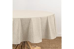 Elrene Home Fashions Monterey Linen Inspired Water and Stain Resistant Oval Vinyl...