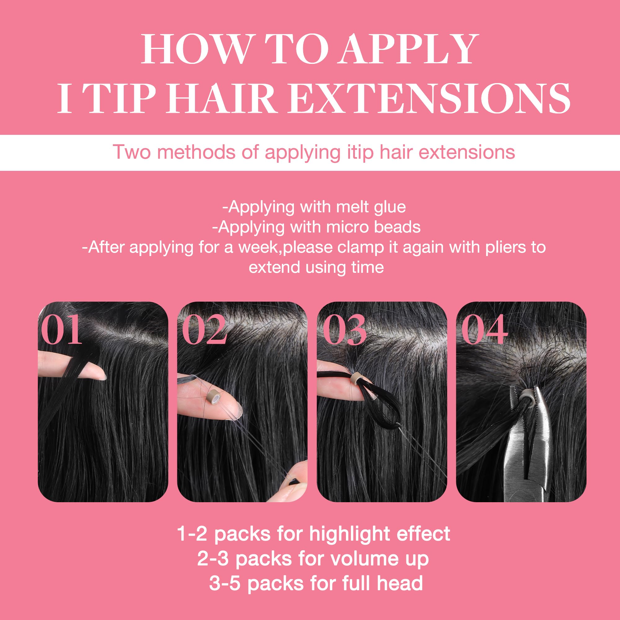 GOO GOO I Tip Hair Extensions Real Human Hair, Light Brown 50g 50 Strands 20inch Cold Fusion I Tip Hair Extensions - Image 4