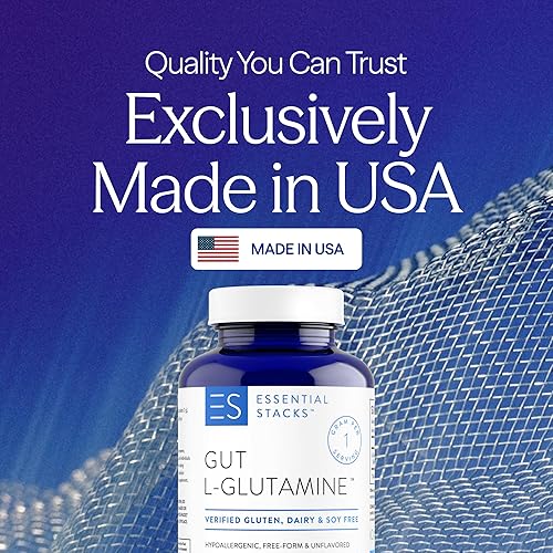 Miniatura 2 de Essential Stacks Cápsulas de L-glutamina Gut de 1000 mg (hechas en Estados Unidos), sin gluten, lácteos y soja, glutamina L sin OMG para la salud