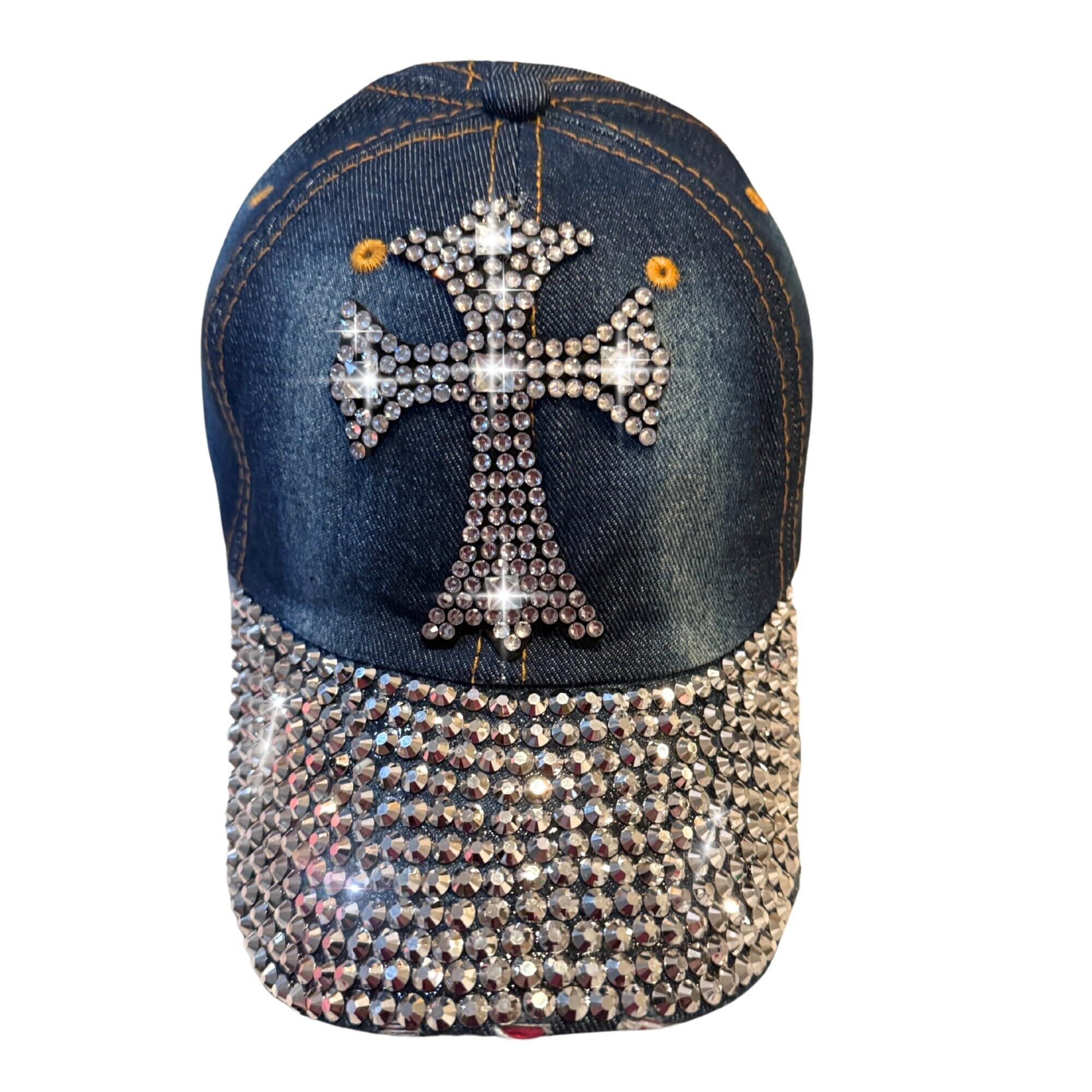 Popfizzy Bedazzled Hat for Women, Rhinestone Denim Hat, Fun Adult Bling Hats, Birthday Gifts for Women, Adjustable, One Size