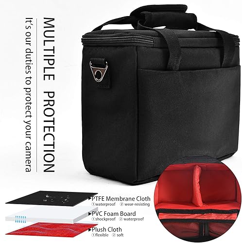 Miniatura 8 de FOSOTO Funda acolchada para cámara con cubierta extra para lluvia compatible con Canon EOS Rebel T3i T5 T6 4000D SL2 Nikon B500 D3400 Panasonic