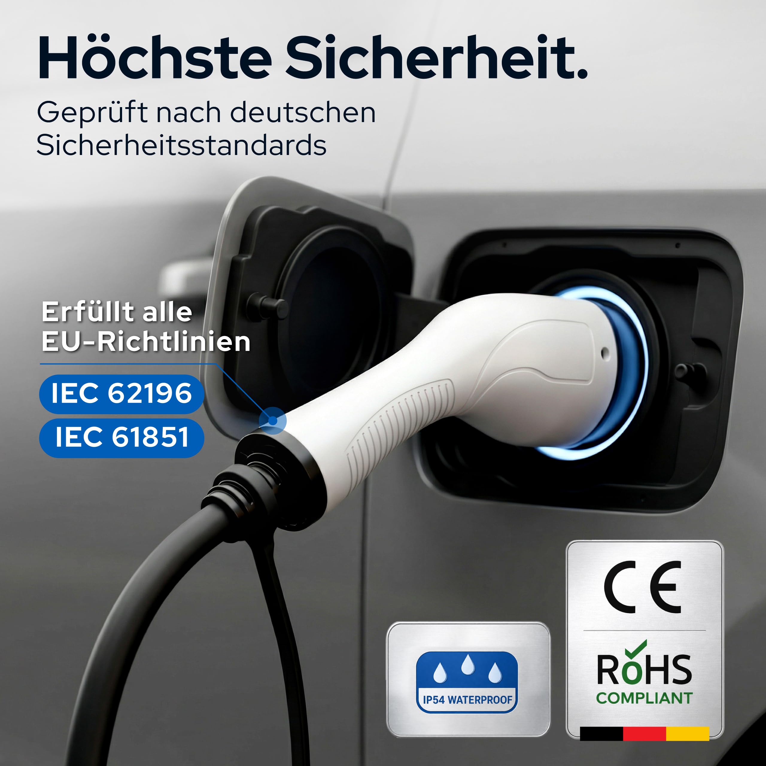 Cable de carga tipo 2, 22 kW, 10 m, 32 A, para coche eléctrico e híbrido, incluye bolsa de cables, cable de 3 fases para EV PHEV • Adecuado para todos los coches E modelo 3 S X Y, ID3, ID4, ID5