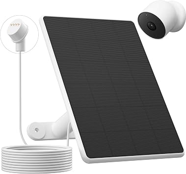 Solar Panel for Google Nest Camera,6W Solar Power Charger for Google Nest Cam Outdoor&IndoorBattery,Solar Panels for Google Nest Cam with 10ft Cable,IP65 Waterproof,Adjustable Mount 5.9in to 8.7in