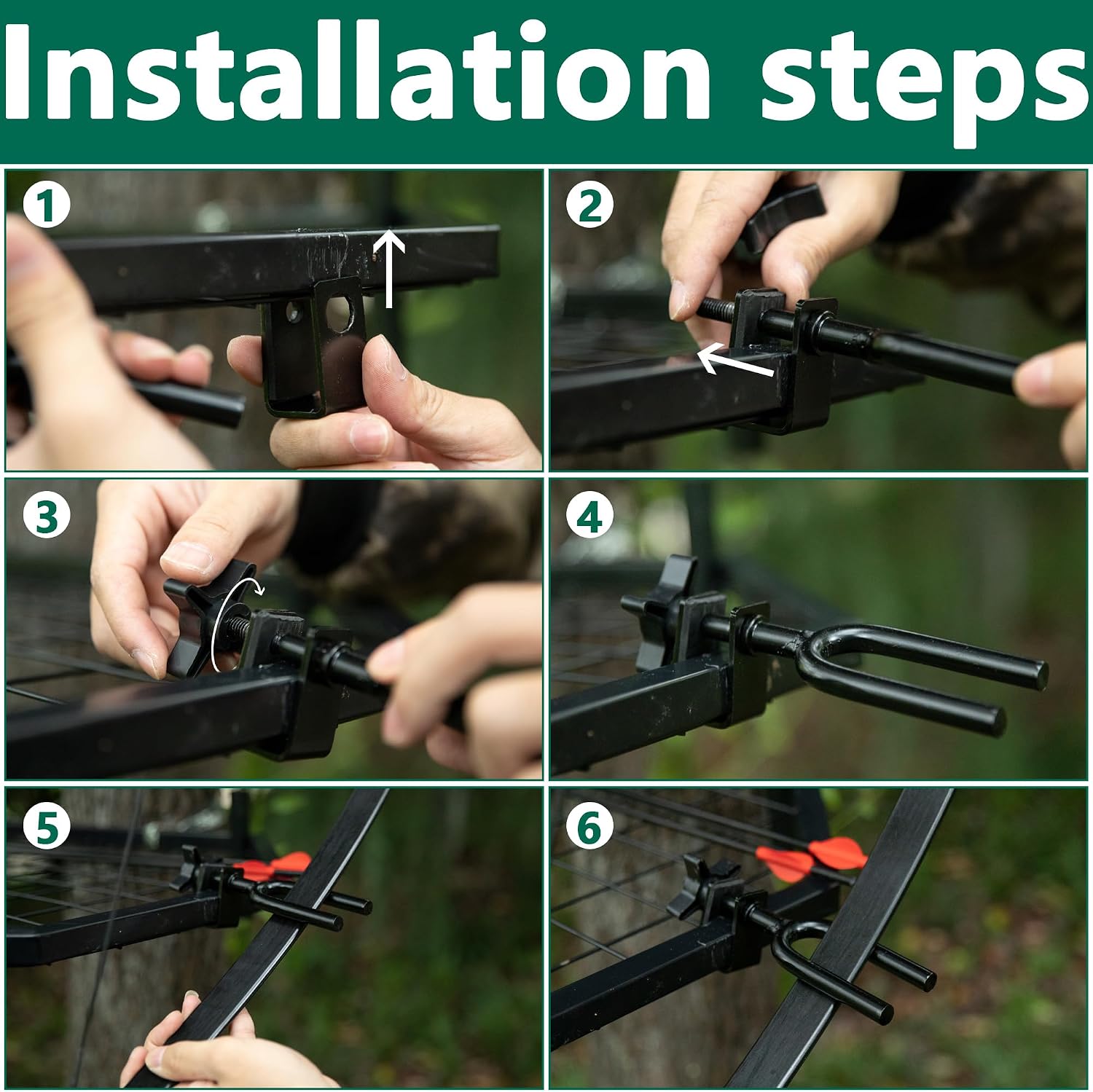 1/2 PCS Tree Stand Bow Holder, 12 Teeth Adjustable Hunting Bow Holder image 3