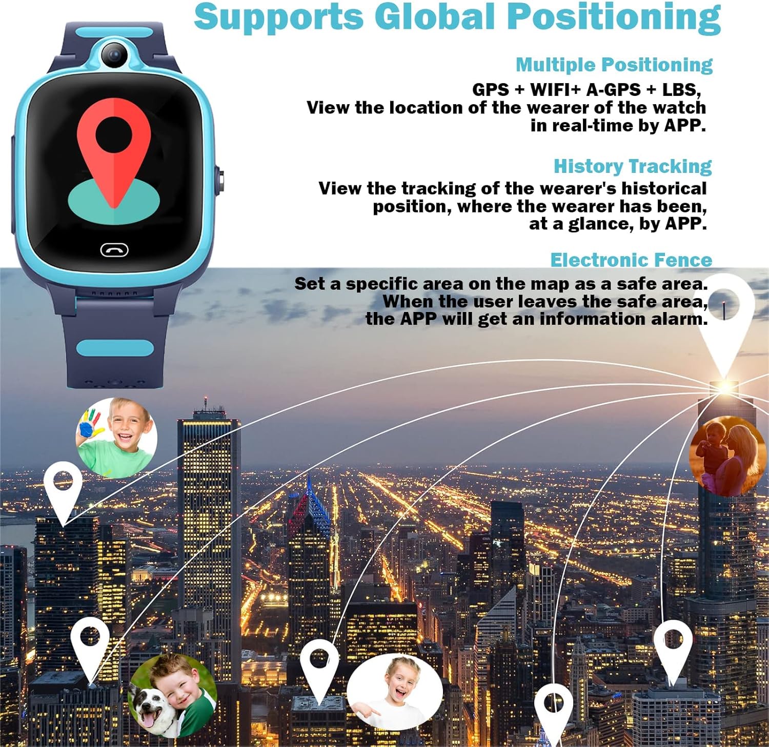 TOPUSER 4G GPS Smart Watch for Kids Boys Girls Watches [Global Version] SOS Emergency Alarm Waterproof Smartwatch with Text Video Voice Call Phone Watch Tracker Real Time Tracking Age 3-12 - Image 2