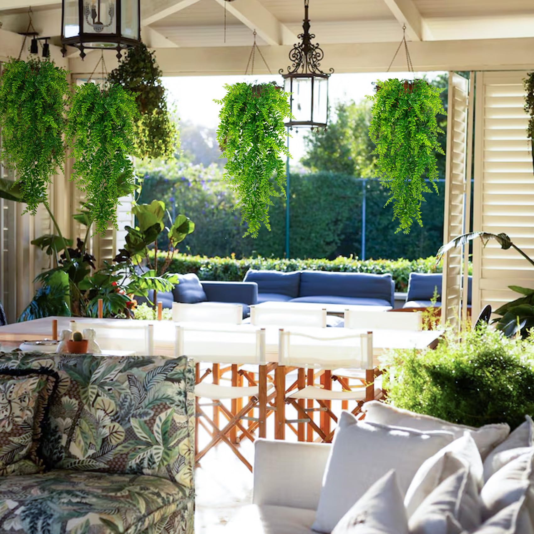 Huryfox Artificial Hanging Plants Fern Vine, 8PC Fake Ivy Leaves Decoration for Indoors & Outdoors - Image 3