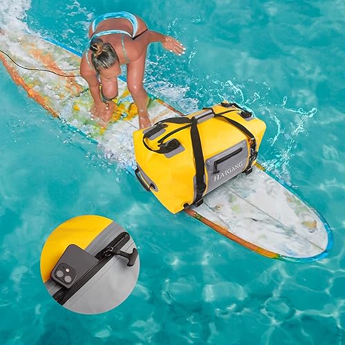 Miniatura 10 de Bolsa de lona impermeable de 70 L110 L, gran capacidad, correas y asas gruesas ajustables, cierre de cremallera, válvula de aire mantiene el equipo