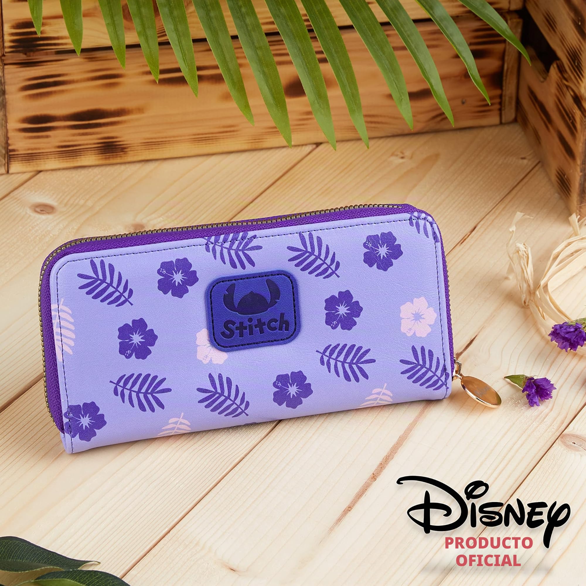Disney Stitch - Cartera para Mujer, Adolescente y niña, Monedero para Mujer y Tarjeta con Cremallera, Púrpura, Taille Unique, Moderno