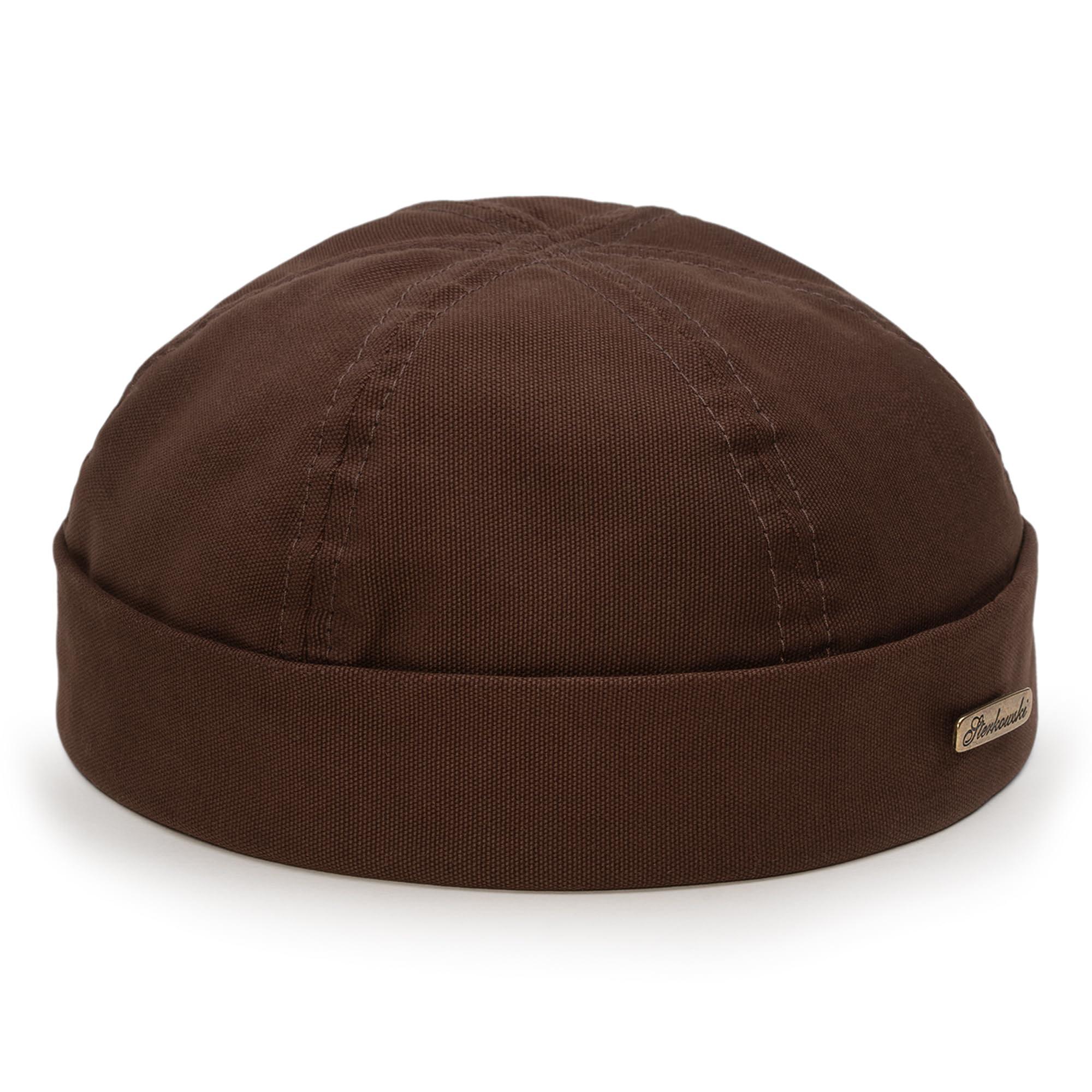 Sterkowski Men's Brown Docker Cap | 100% Softened Cotton Beanie For And Wo Work Sailor Brimless Fisherman Trawler Warm 62 Cm