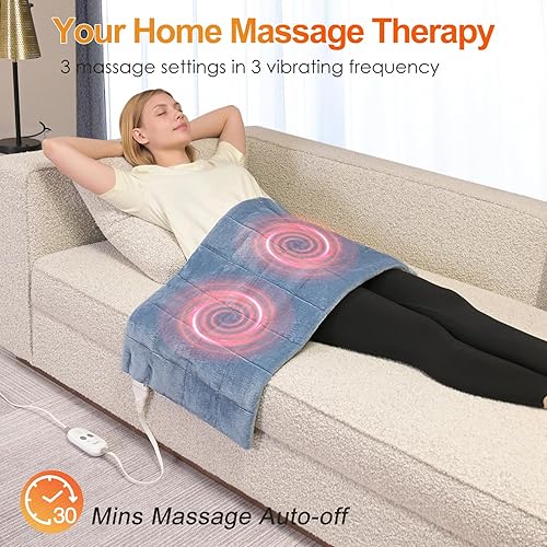 Miniatura 10 de Almohadilla térmica pesada para cuello y hombros, almohadillas térmicas eléctricas de cuerpo completo para aliviar el dolor de espalda con 2