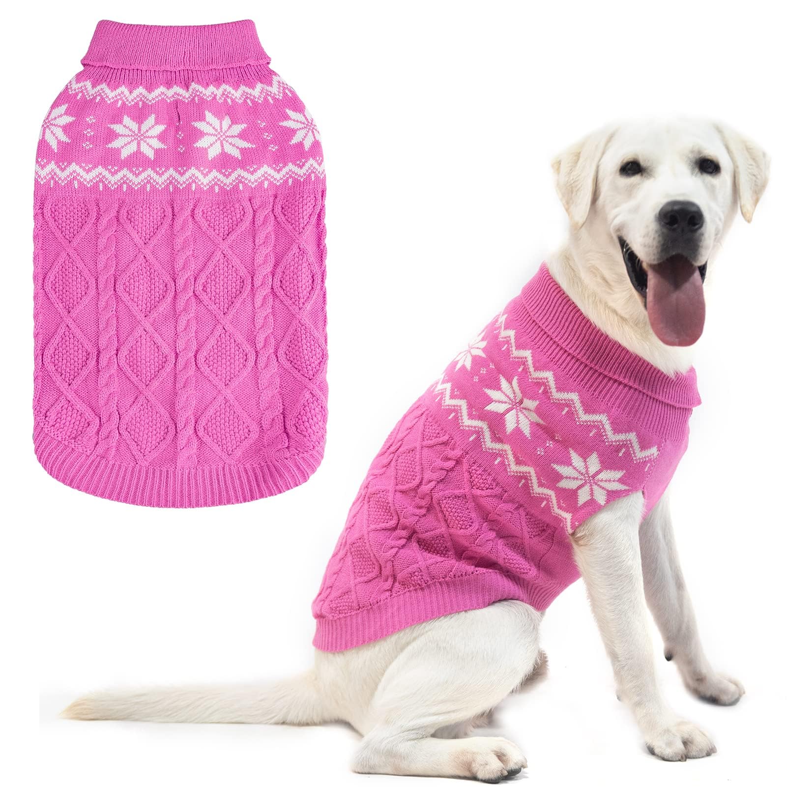 Pull d'hiver chaud pour chien frissonnant vêtement protecteur rose en tricot