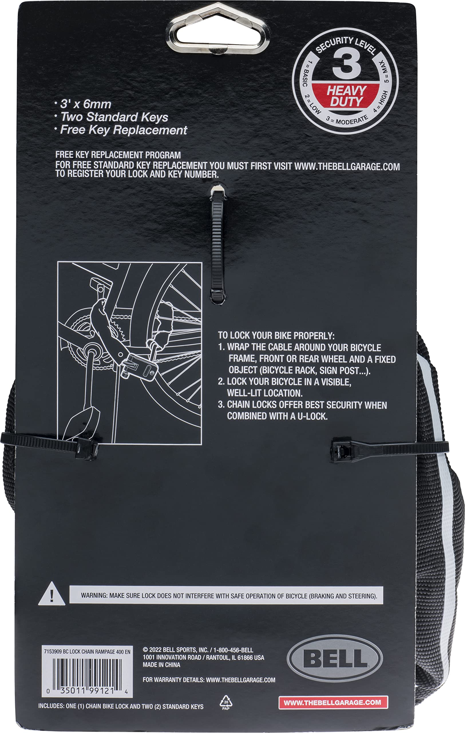 Amazon.com : Bell Rampage 400 Bicycle Chain Lock : Sports & Outdoors