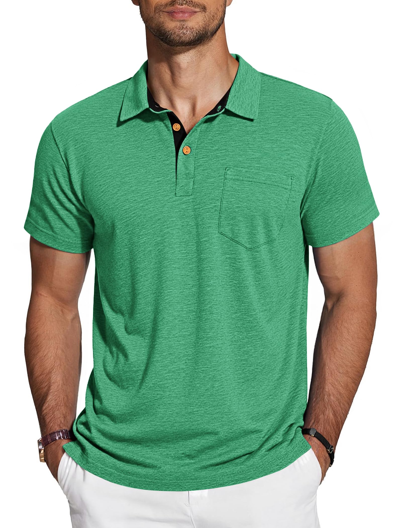 TARAINYA Polo Uomo Cotone Maniche Corte con Tasca Polo Shirt Estivo