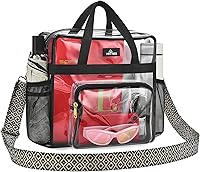 Vista 13 de MAY TREE Bolsa transparente para eventos en estadios de 12 x 6 x 12 pulgadas, bolsa de almuerzo transparente con correas reforzadas para trabajo