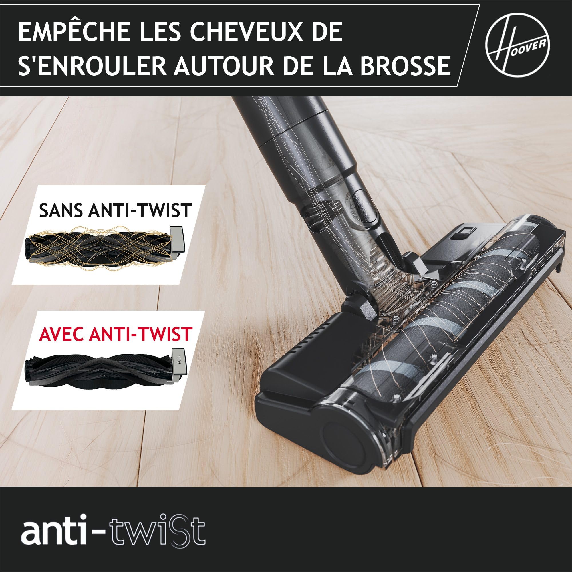 Hoover Ultra-léger HF201P Aspirateur Balai sans Fil, Turbobrosse Spécial Animaux, Technologie Ultra Compact x3, 1L, Puissant 50AW, 40 Min, Brosse Sols durs Anti-Twist, Eclairage LED, Noir & Ver